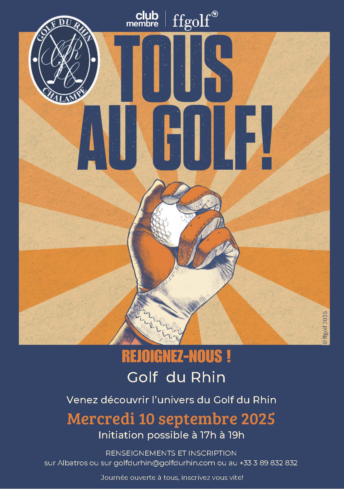 affiche tous au golf affiche evenement golf du rhin